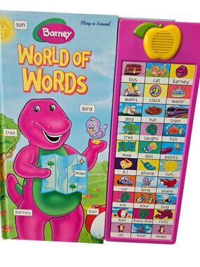 VTG Barney Sound Book Hardback World Of Words WORKS Educational